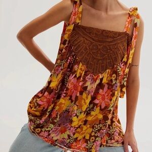 Free People Bali Moroccan Flowers Tunic Top (OVERSIZED)